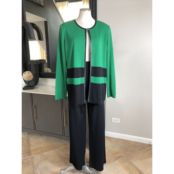 Exclusively Misook cardigan & black pants L